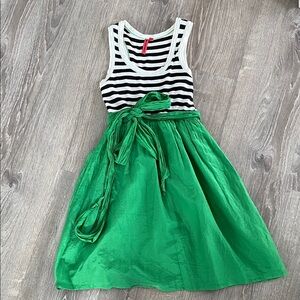 Green and Black Striped Dress